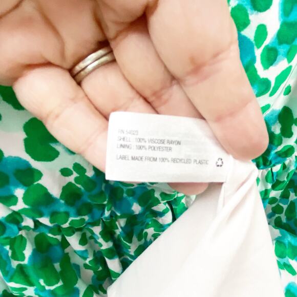 2/$30 Gap XS Womens Green White Abstract Print Zoe Sleeve Fit and Flare Dress - Picture 5 of 7